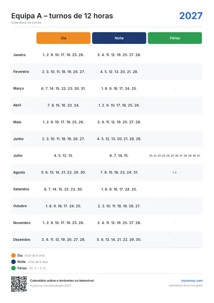 Lista de datas