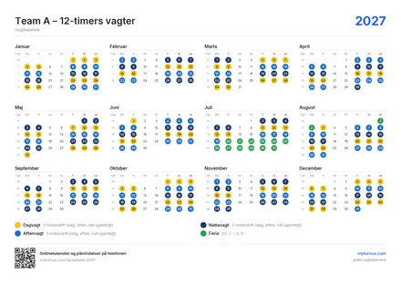 Årsoversigt – liggende format