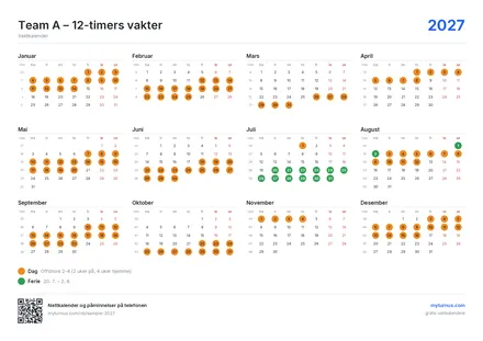 Årsoversikt – liggende format